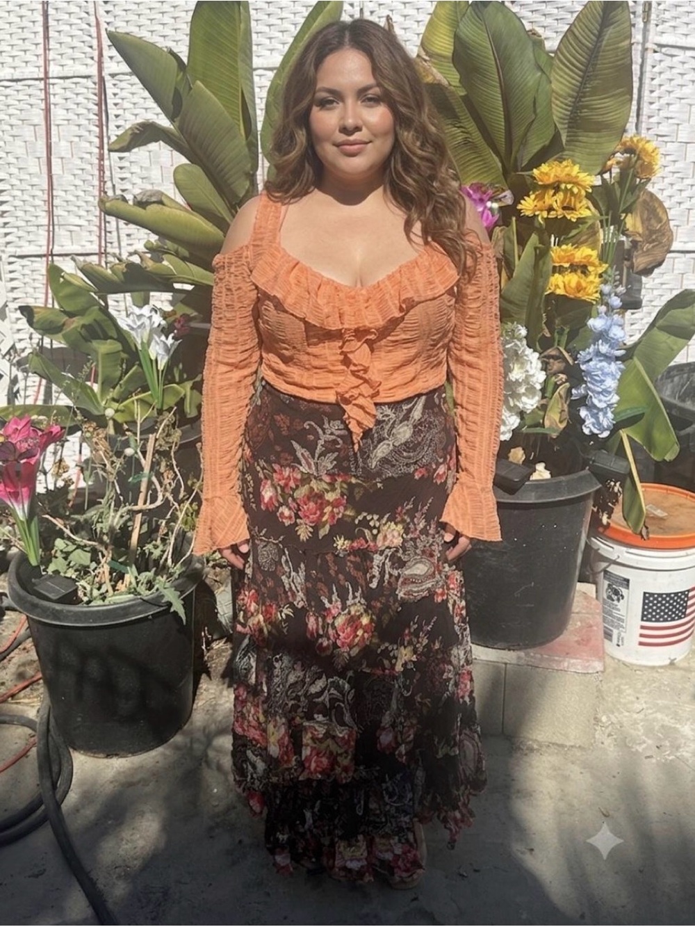 1X floral boho Maxi Skirt Gypsy